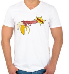 printfashion Banánfegyver - Férfi V-nyakú póló - Fehér (431026)