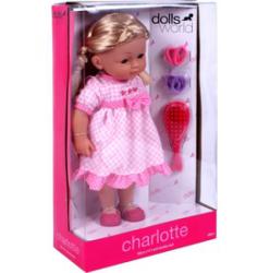Dolls World Charlotte fésülhető puha baba kiegészítőkkel - 36 cm