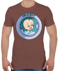 printfashion Kisfiú a mosógépben - Férfi póló - Mogyoróbarna (446754)