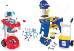 Smoby Set cărucior medical Smoby cu tensiometru şi atelier de lucru cu roabă și cască (SM24475-7)