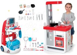 Smoby Set cărucior medical electronic Medical Smoby și bucătărie de jucărie Bon Appétit electronică (SM340202-5)