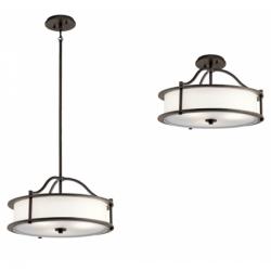 Kichler Semi-plafoniera/Pendul Kichler Emory, bronz, D: 46cm, H: 33-125cm, 3x100W, KL-EMORY-P-S-OZ (KL-EMORY-P-S-OZ)