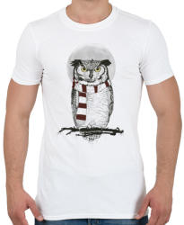 printfashion Winter owl - Férfi póló - Fehér (464626)