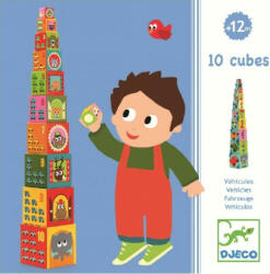 DJECO Toronyépítő kocka - állatok, autók (8508)