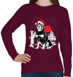 printfashion Rottweiler Karácsony - Női pulóver - Bordó (466112)