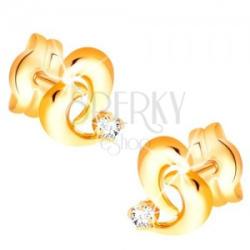 Ekszer Eshop Briliáns 585 arany fülbevaló - aszimmetrikus szív körvonala, gyémánt átlátszó színben