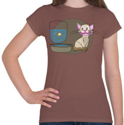 printfashion Cica és a Hal - Női póló - Mogyoróbarna (329993)