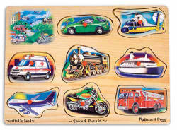 Melissa & Doug Hangot adó puzzle 9 db-os - járművek (MD10267)