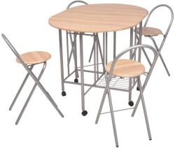 vidaXL Set masă și scaune de bucătărie pliabile din MDF, 5 piese (243901)