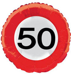  Évszámos fólia lufi 50. közlekedési tábla