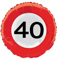 Évszámos fólia lufi 40. közlekedési tábla