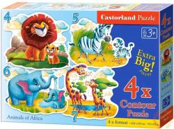 Castorland Afrikai állatok 4 az 1-ben sziluett puzzle 4,5,6,7 db-os (04454)