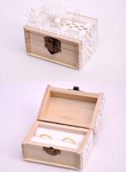  vintage esküvői gyűrűtartó dobozka, csipkés-(9*6*5 cm)