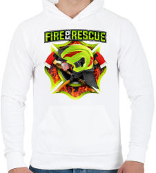 printfashion Fire and Rescue - Férfi kapucnis pulóver - Fehér (501433)