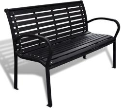 vidaXL Bancă de grădină, negru, 125 cm, oțel și WPC (41556)
