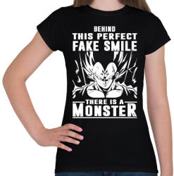 printfashion A mosoly mögött egy szörny lakozik - Női póló - Fekete (520739)