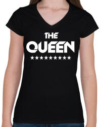 printfashion The Queen - Női V-nyakú póló - Fekete (541054)