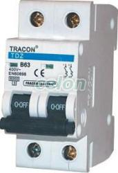 Tracon Electric Siguranţă automată, 2 poli, curba caracteristică B 50A, 6kA (2B-50)