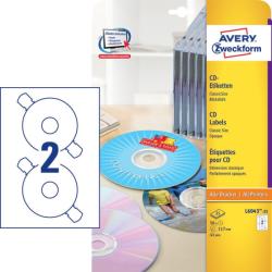  Avery Zweckform No. L6043-25 univerzális 117 mm átmérőjű, fehér öntapadó CD címke A4-es íven - 50 címke / csomag - 25 ív / csomag (Avery L6043-25)
