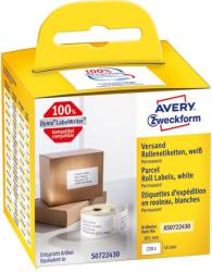 Avery Zweckform No. AS0722430 fehér színű 54 x 101 mm méretű, nyomtatható öntapadós tekercses csomag címke, permanens ragasztóval - kiszerelés: 220 címke / tekercs, 1 tekercs / doboz