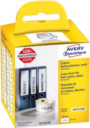  Avery Zweckform No. AS0722480 fehér színű 59 x 190 mm méretű, nyomtatható öntapadós tekercses iratrendező címke, permanens ragasztóval - kiszerelés: 110 címke / tekercs, 1 tekercs / doboz