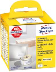  Avery Zweckform No. ASS0722400 fehér színű 36 x 89 mm méretű, nyomtatható öntapadós tekercses címzés címke, permanens ragasztóval - kiszerelés: 260 címke / tekercs, 1 tekercs / doboz