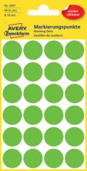  Avery Zweckform No. 3597 zöld színű, 18 mm átmérőjű, öntapadó jelölő címke (jelölő pötty, jelölő pont) visszaszedhető ragasztóval - kiszerelés: 96 címke / csomag, 4 ív / csomag