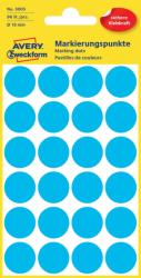  Avery Zweckform No. 3005 kék színű, 18 mm átmérőjű, öntapadó jelölő címke (jelölő pötty, jelölő pont) permanens ragasztóval - kiszerelés: 96 címke / csomag, 4 ív / csomag