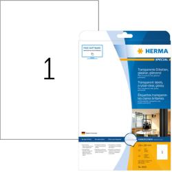  Herma No. 8020 lézeres 210 x 297 mm méretű, víztiszta, átlátszó öntapadó etikett címke A4-es íven - 25 etikett címke / csomag - 25 ív / csomag (Herma 8020)