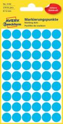  Avery Zweckform No. 3142 kék színű, 12 mm átmérőjű, öntapadó jelölő címke (jelölő pötty, jelölő pont) permanens ragasztóval - kiszerelés: 270 címke / csomag, 5 ív / csomag