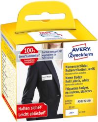 Avery Zweckform No. AS0722560 fehér színű 41 x 89 mm méretű, nyomtatható öntapadós tekercses névcímke, visszaszedhető ragasztóval - kiszerelés: 200 címke / tekercs, 1 tekercs / doboz