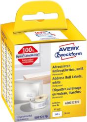 Avery Zweckform No. AS0722370 fehér színű 28 x 89 mm méretű, nyomtatható öntapadós tekercses címzés címke, permanens ragasztóval - kiszerelés: 130 címke / tekercs, 2 tekercs / doboz