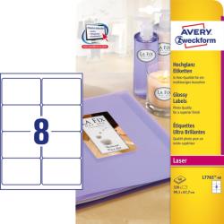 Avery Zweckform No. L7765-40 lézeres 99, 1 x 67, 7 mm méretű, fehér, fényes felületű, fotóminőségű termékcímke A4-es íven - 320 címke / csomag - 40 ív / csomag (Avery L7765-40)