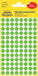 Avery Zweckform No. 3592 zöld színű, 8 mm átmérőjű, öntapadó jelölő címke (jelölő pötty, jelölő pont) visszaszedhető ragasztóval - kiszerelés: 416 címke / csomag, 4 ív / csomag
