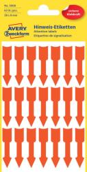  Avery Zweckform No. 3008 neon narancssárga színű, 39 x 9 mm méretű, nyíl formájú öntapadós jelölő címke (jelölő nyíl) - 63 címke / csomag - 3 ív / csomag (Avery 3008)
