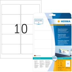 HERMA No. 4349 fehér színű 96 x 50, 8 mm méretű, univerzálisan nyomtatható, öntapadós etikett címke, visszaszedhető ragasztóval A4-es íven - kiszerelés: 250 címke / 25 ív