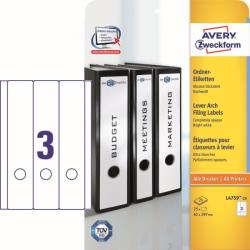 Avery Zweckform No. L4759-25 univerzális 61 x 297 mm méretű, fehér öntapadó iratrendező címke A4-es íven - 75 címke / csomag - 25 ív / csomag (Avery L4759-25)