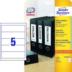 Avery Zweckform No. C32267-25 fehér színű 190 x 54 mm méretű, univerzálisan nyomtatható iratrendező betétlap, mikroperforált élekkel A4-es íven - kiszerelés: 125 betétlap / 25 ív