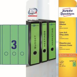 Avery Zweckform No. L4754-20 zöld színű 61 x 297 mm méretű, univerzálisan nyomtatható, öntapadós iratrendező címke, permanens ragasztóval A4-es íven - kiszerelés: 60 címke / 20 ív