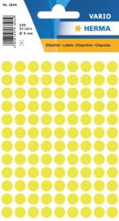  Herma No. 1834 neon sárga színű, 8 mm átmérőjű öntapadó jelölő címke (jelölő pötty, jelölő pont) - 540 címke / csomag - 5 ív / csomag (Herma 1834)