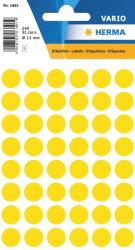  Herma No. 1861 sárga színű, 13 mm átmérőjű öntapadó jelölő címke (jelölő pötty, jelölő pont) - 240 címke / csomag - 5 ív / csomag (Herma 1861)