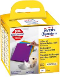 Avery Zweckform No. ASS0722540 fehér színű 32 x 57 mm méretű, nyomtatható öntapadós tekercses etikett címke, visszaszedhető ragasztóval - kiszerelés: 500 címke / tekercs, 1 tekercs / doboz