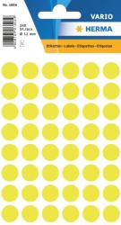 Herma No. 1854 neon sárga színű, 13 mm átmérőjű öntapadó jelölő címke (jelölő pötty, jelölő pont) - 240 címke / csomag - 5 ív / csomag (Herma 1854)