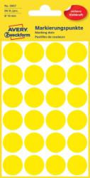  Avery Zweckform No. 3007 sárga színű, 18 mm átmérőjű, öntapadó jelölő címke (jelölő pötty, jelölő pont) permanens ragasztóval - kiszerelés: 96 címke / csomag, 4 ív / csomag