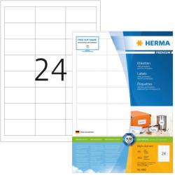Herma No. 4262 fehér színű 64, 6 x 33, 8 mm méretű, univerzálisan nyomtatható, öntapadós etikett címke, permanens ragasztóval A4-es íven - kiszerelés: 2400 címke / 100 ív