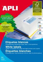 APLI No. 01298 fehér színű 70 x 36 mm méretű, univerzálisan nyomtatható, öntapadós etikett címke, permanens ragasztóval A4-es íven - kiszerelés: 2400 címke / 100 ív (LCA1298)