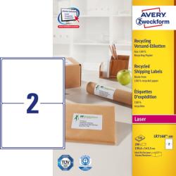 Avery-Zweckform No. LR7168-100 natúr fehér színű 199, 6 x 143, 5 mm méretű, lézernyomtatóval nyomtatható öntapadós etikett címke újrahasznosított papírból A4-es íven - kiszerelés: 200 címke / 100 ív