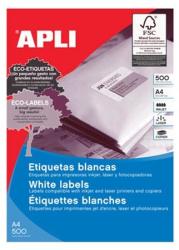 APLI No. 01778 fehér színű 52, 5 x 29, 7 mm méretű, univerzálisan nyomtatható, öntapadós etikett címke, permanens ragasztóval A4-es íven - kiszerelés: 20000 címke / 500 ív (LCA1778)