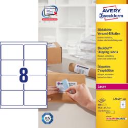 Avery Zweckform No. L7165-100 fehér színű 99, 1 x 67, 7 mm méretű, lézernyomtatóval nyomtatható, öntapadós etikett címke, permanens ragasztóval A4-es íven - kiszerelés: 800 címke / 100 ív