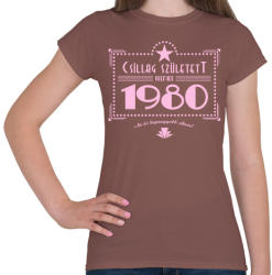printfashion csillag-1980-pink - Női póló - Mogyoróbarna (552162)